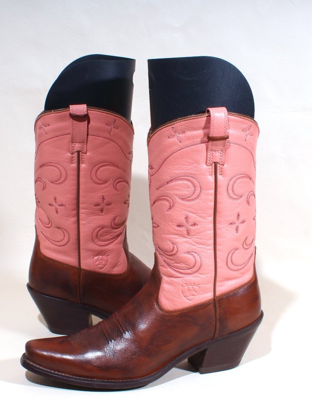Womens Ariat Cattle Drive Boots Size 10 B Brown & Pink Cowgirl Western Boot